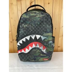 Sprayground T-Rex City Camo Backpack, Black/Green Camo- about 18x12 in